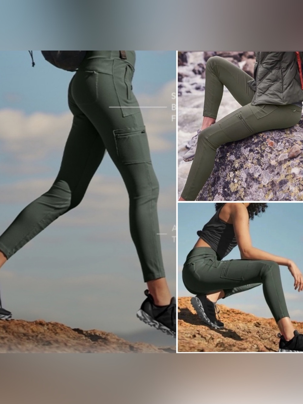 Athleta Headlands Hybrid Cargo Pants in Dark Green Women's Size 8 High Rise
